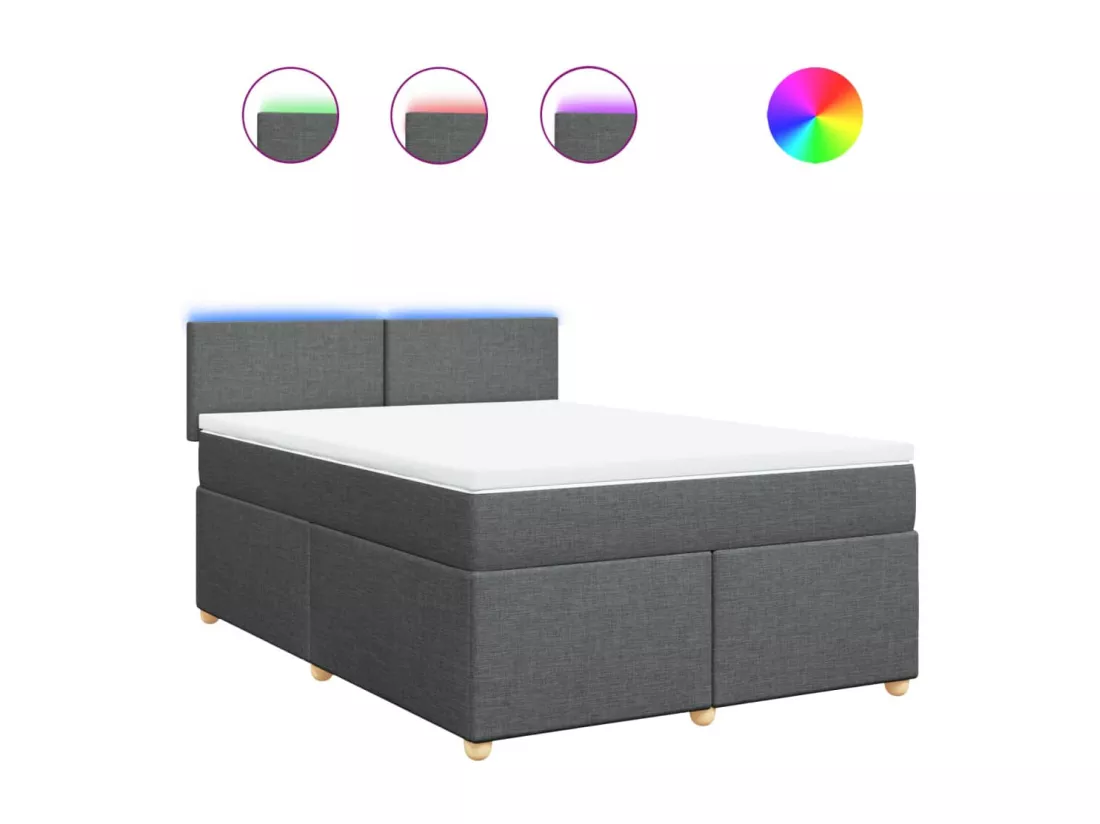 Sommier à lattes de lit avec matelas Gris foncé 160x200cm Tissu
