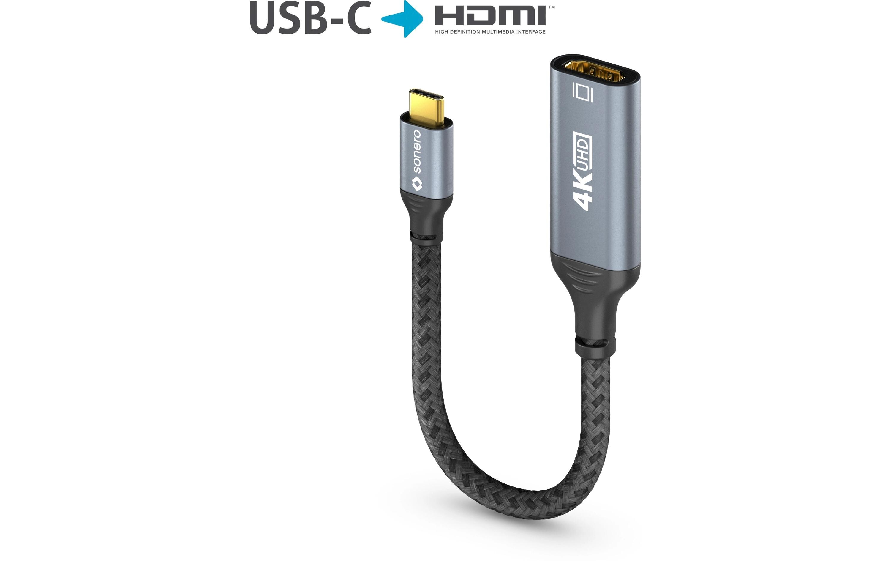 Adapterkabel USB Type-C - HDMIUSB-C auf HDMI Adapter - 4K60, 18 GBps – grau/schwarz - 0.10m
