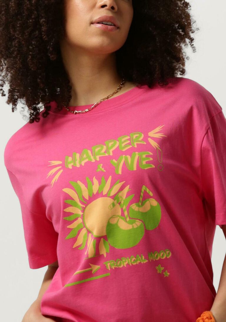 HARPER & YVE roze harper & yve t-shirt tropical-ss