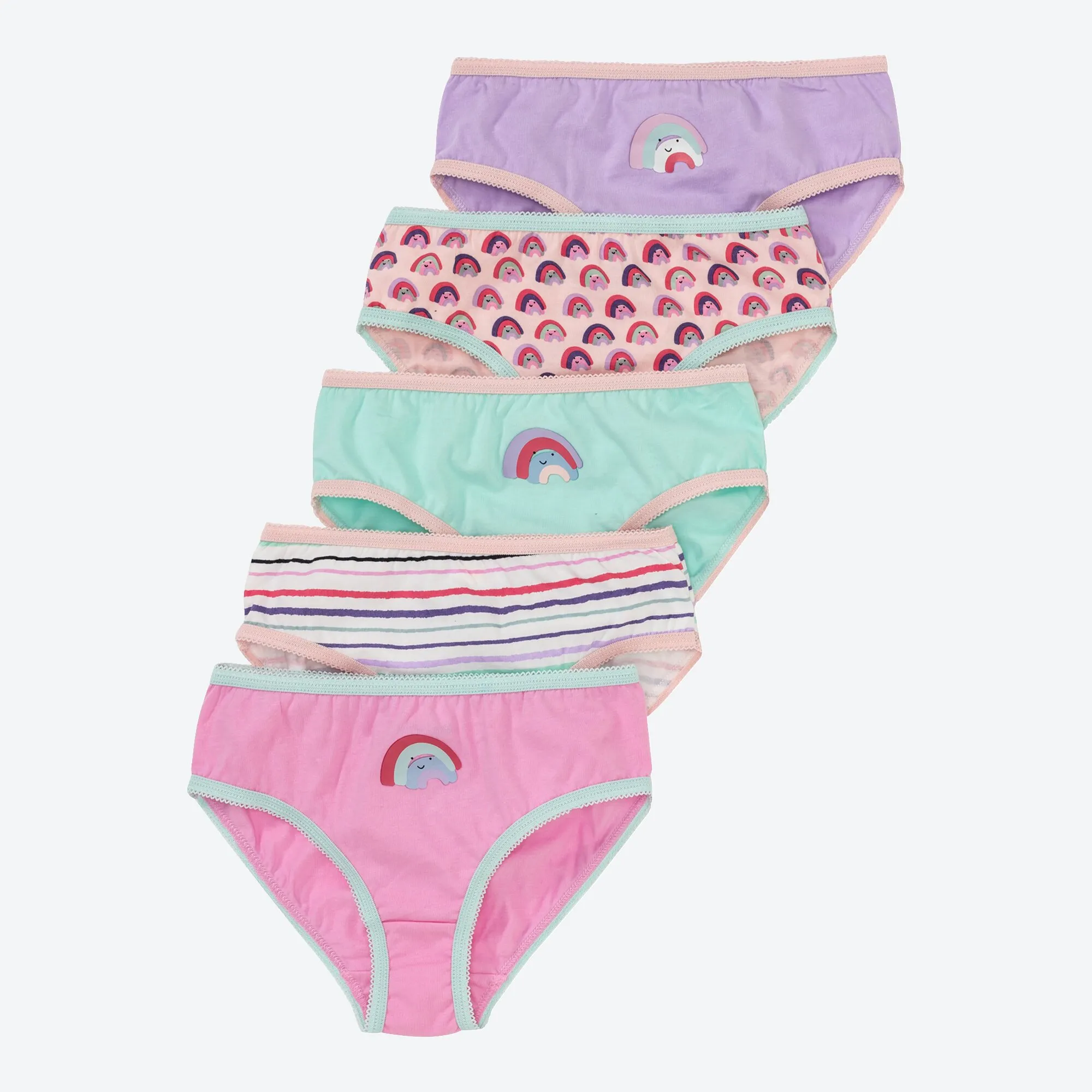 Mädchen-Slip mit Regenbogen-Muster, 5er-Pack