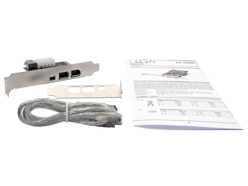 Exsys PCI-Express-Karte EX-16600 PCI-Express-Karte, FireWire IEEE1394a