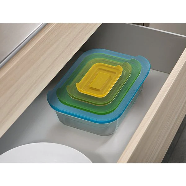 Set de 4 boîtes en verre Net Glass Storage Joseph Joseph