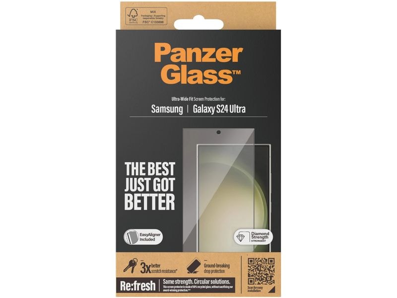 Panzerglass Displayschutz Ultra Wide Fit Galaxy S24 Ultra m Display-Schutzfolie für das Samsung Galaxy S24 Ultra mit Montagehilfe