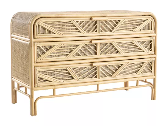 Commode vintage en rotin 3 tiroirs L120 cm GALON