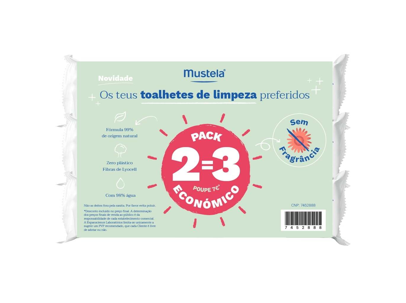 TOALHETES MUSTELA SEM PERFUME 60X3UNI