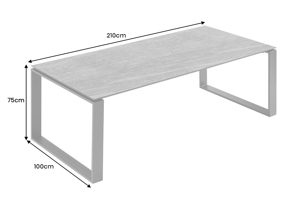 Moderner In- und Outdoor Esstisch FLOATING 210cm anthrazit Keramik Gartentisch wetterfest