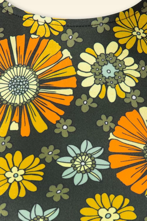 Vintage Chic for Topvintage Carly floral a-lijn jurk in khaki