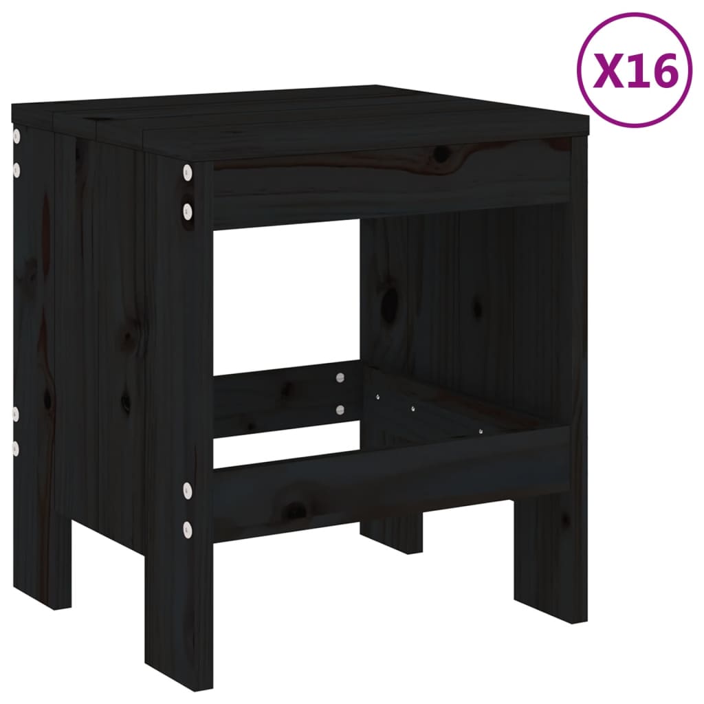 Ensemble à dîner de jardin 17 pcs noir bois massif de pin