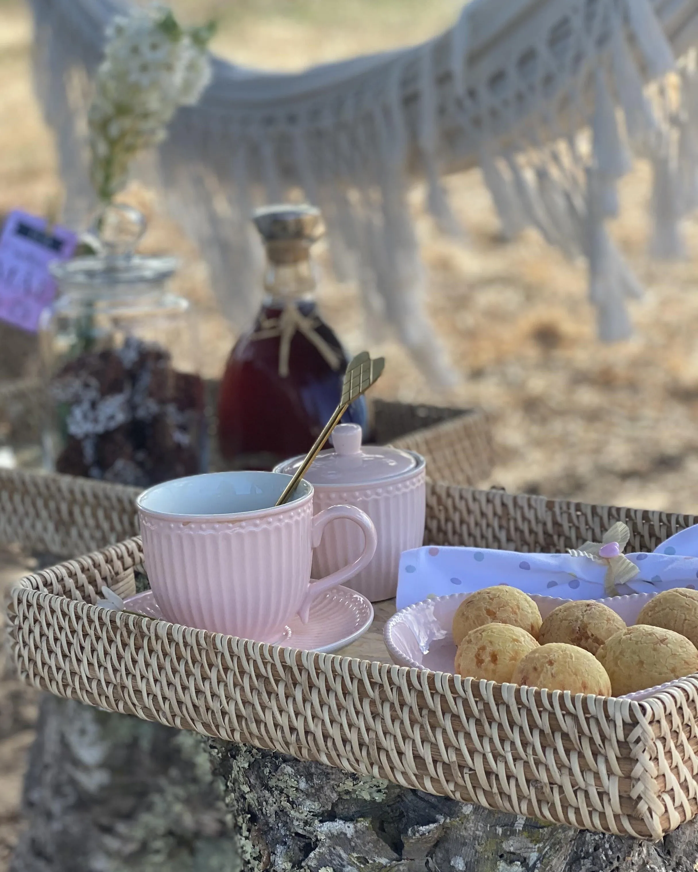 Set van 2 decoratieve dienbladen NDEBELE Rotan Natuurlijk