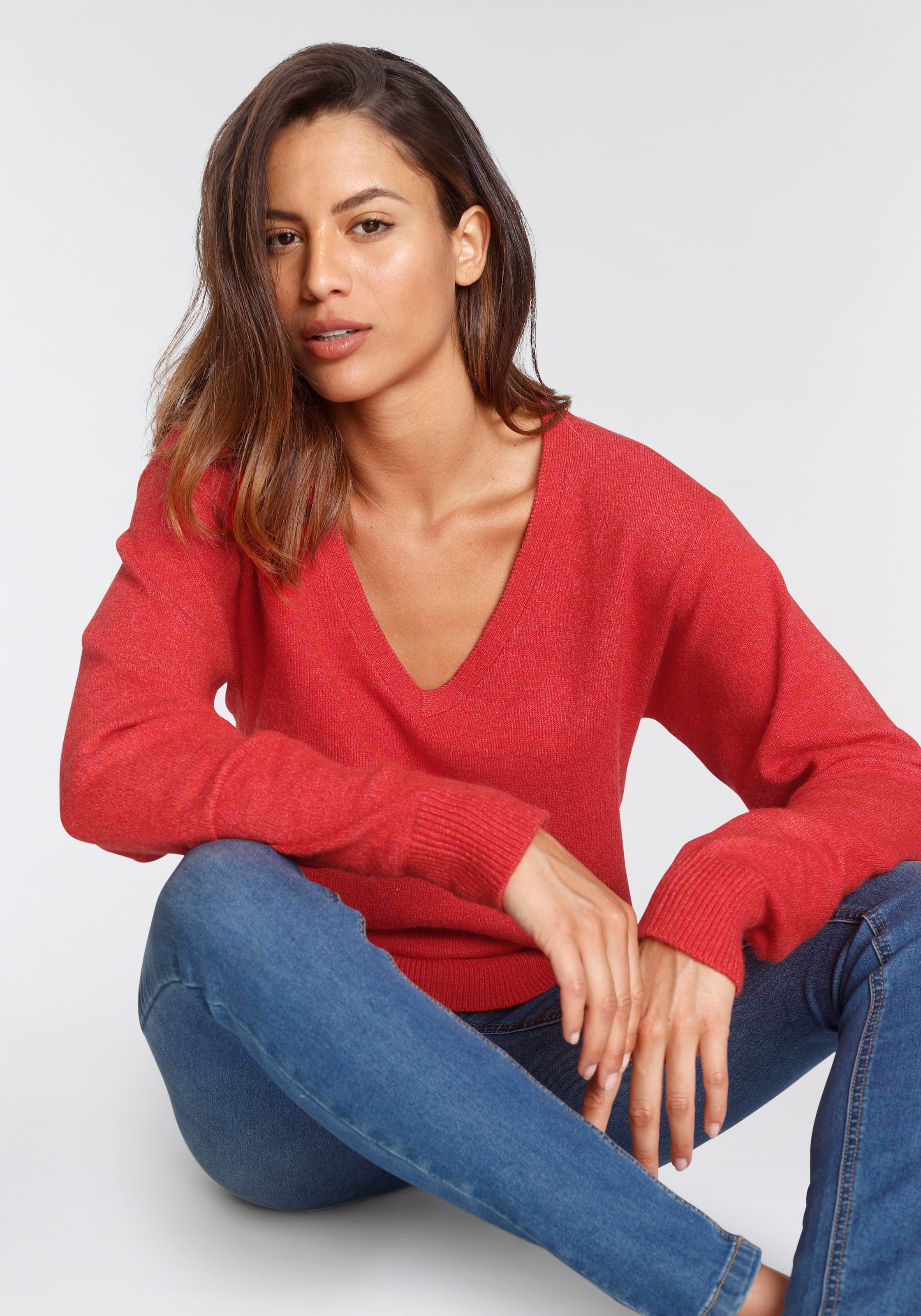 Tamaris V-Ausschnitt-Pullover , mit Frontbiese