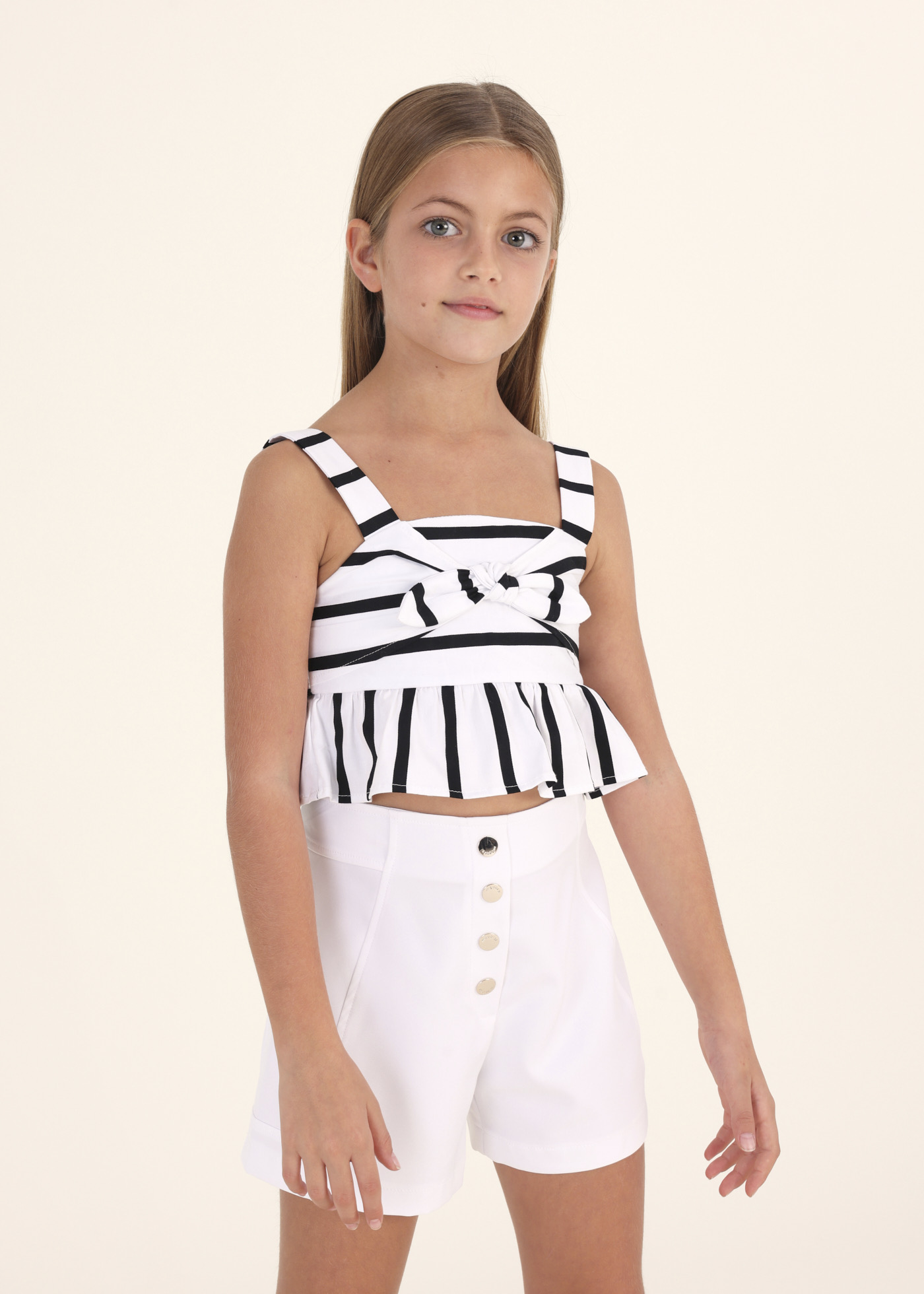 Blusa estampada com detalhe de laço para meninas