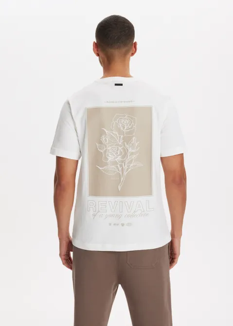 T-shirt met print roos off-white (WIT.O)