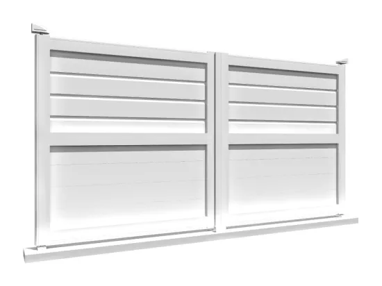 Portail double battant motorisé mixte L 3500 x H 1937 mm - Blanc satiné RAL9010