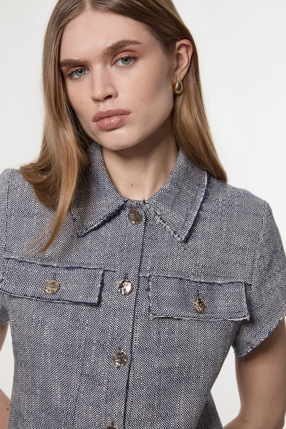 KarenMillen Petite robe mini ajustée en tweed de printemps