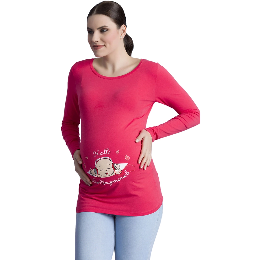 M.M.C. Umstandslangarmshirt Hallo Lieblingsmensch mit Motiv Koralle