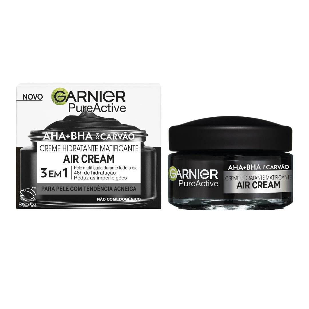 GARNIER  Pure Active Creme Hidratante Matificante com AHA + BHA e Carvão - 50ml