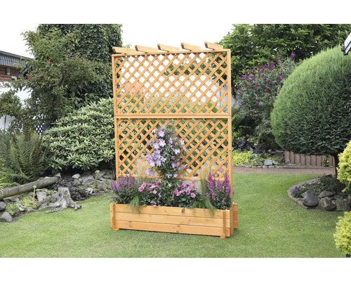 Bloembak met trellis, promadino hout, 140 x 65 x 200 cm, bruin