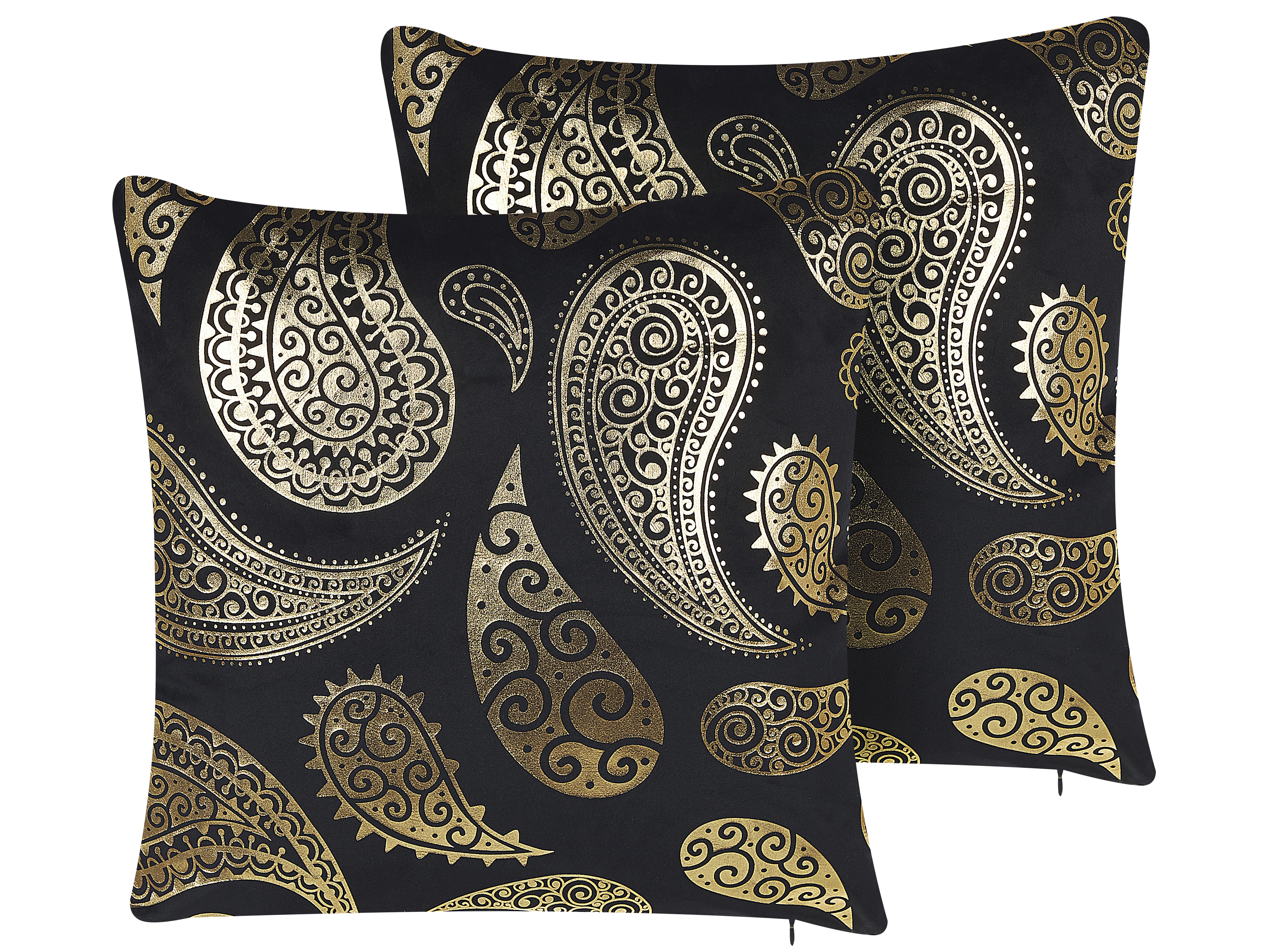 Set van 2 sierkussens URSINIA Fluweel 45 x 45 cm Goud oosters patroon