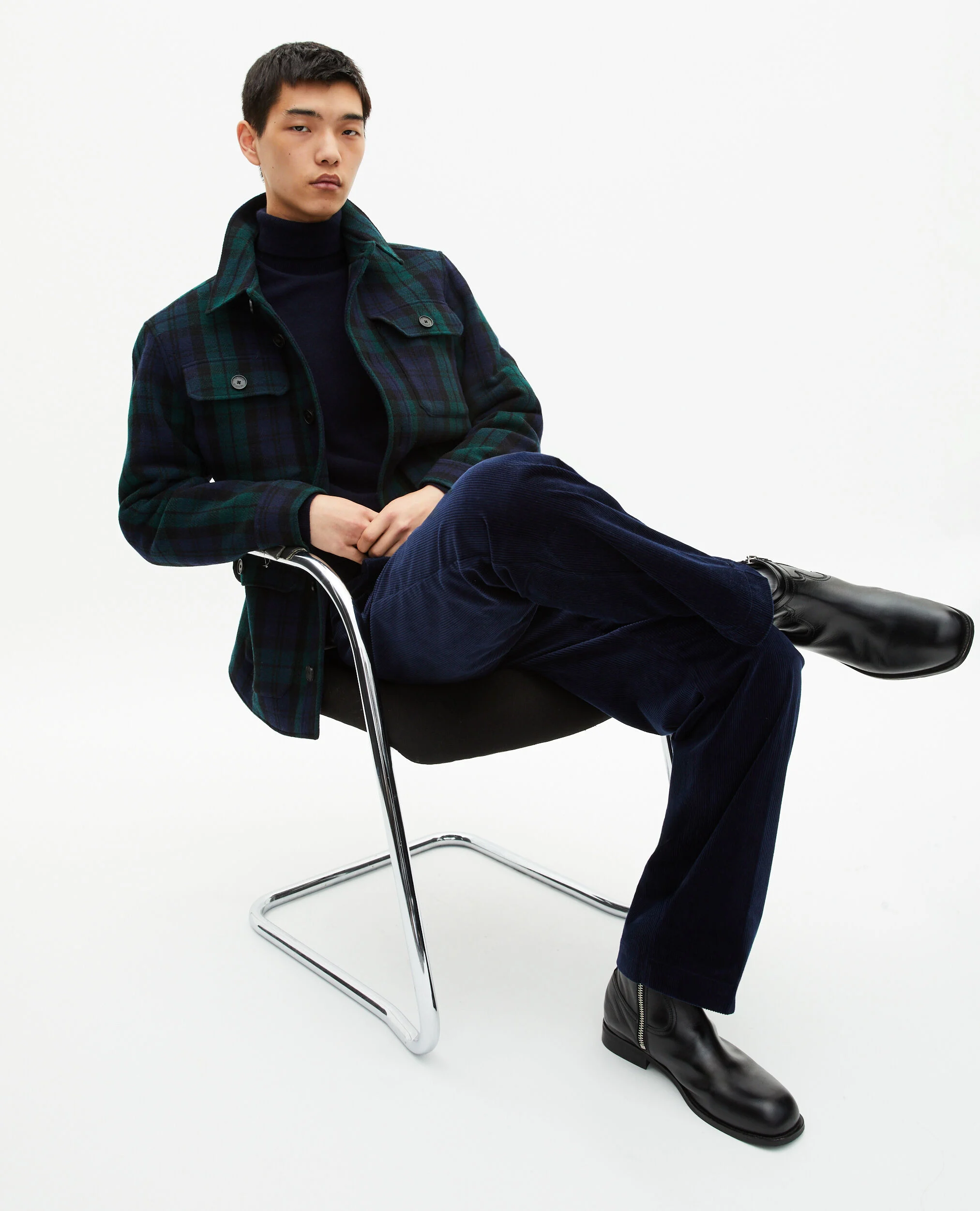 Surchemise en tartan vert foncé