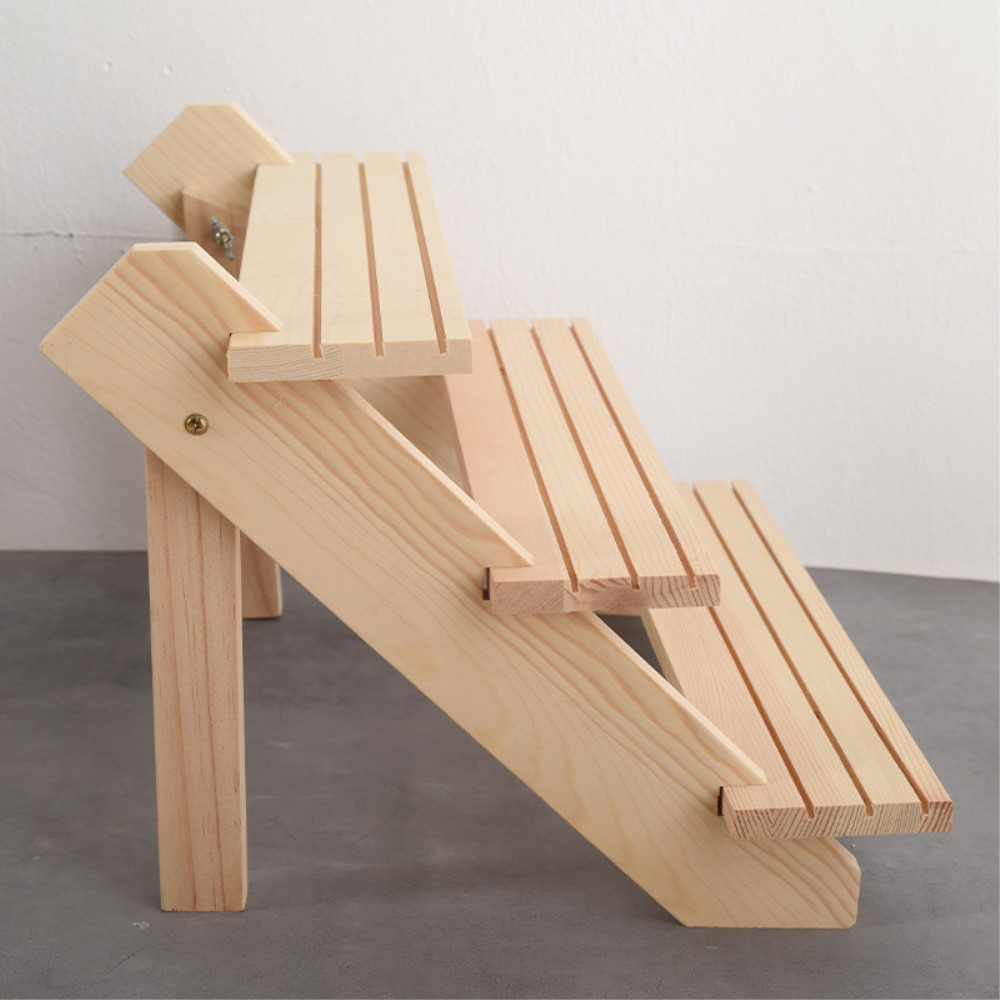 (39x30x24cm) Holz Pflanzen Treppe Blumen Leiter Deko Ablage Schmink Regal mit 3 Stufen - Braun