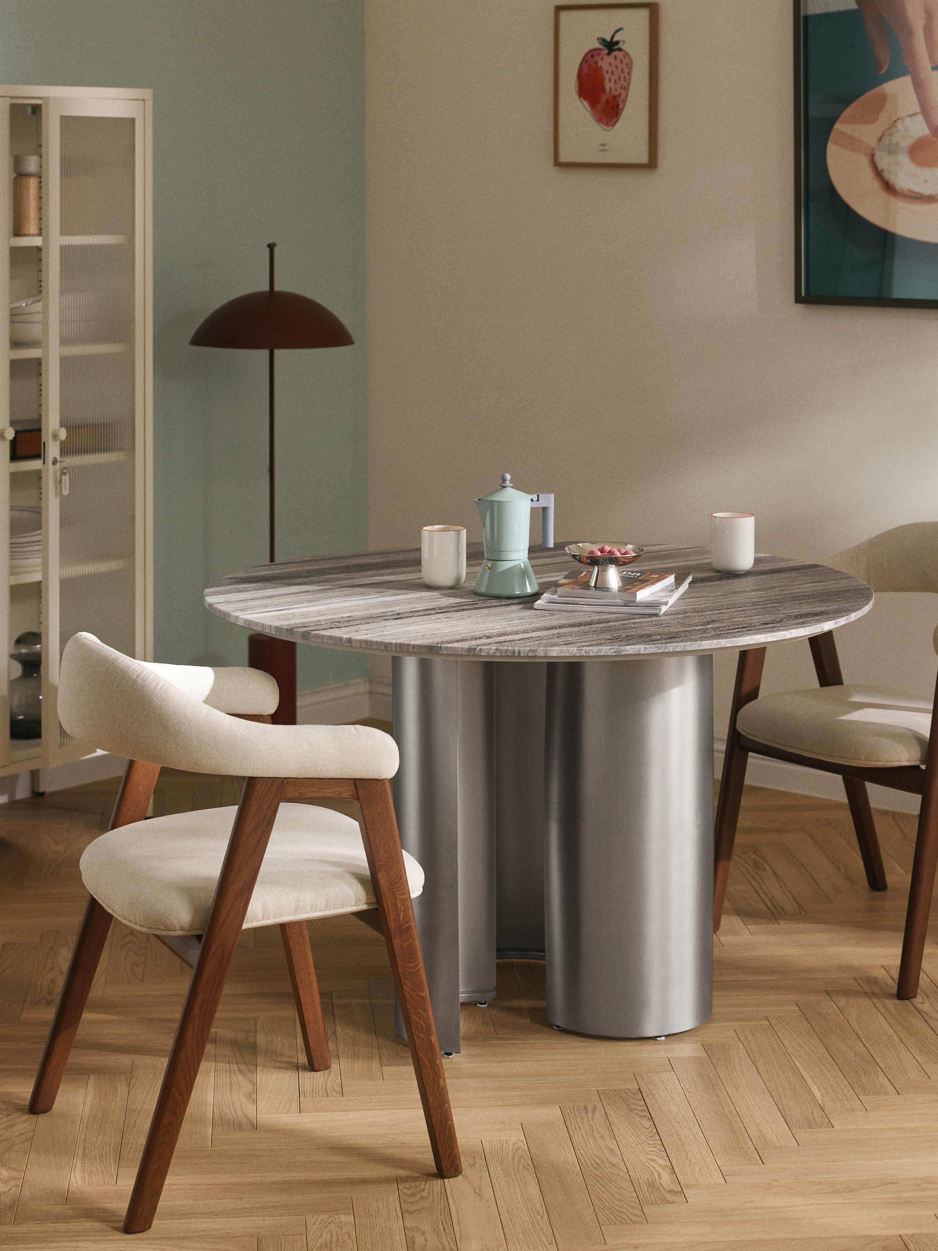 Ronde eettafel Noam met marmeren tafelblad, in verschillende formaten