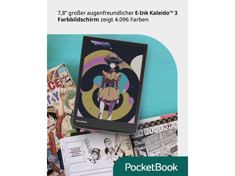 PocketBook E-Book Reader InkPad Color 3 Stormy Sea Schlanker E-Book-Reader mit Farbdisplay und eingebauten Lautsprechern