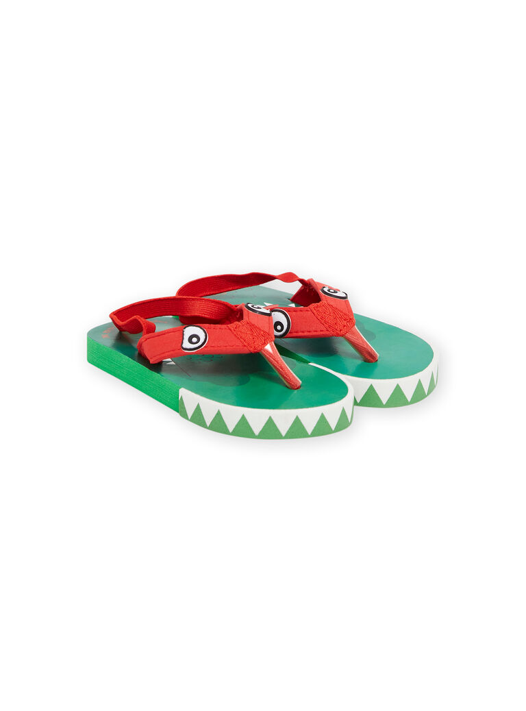 Tongs vertes et rouges à motif crocodile enfant garçon
