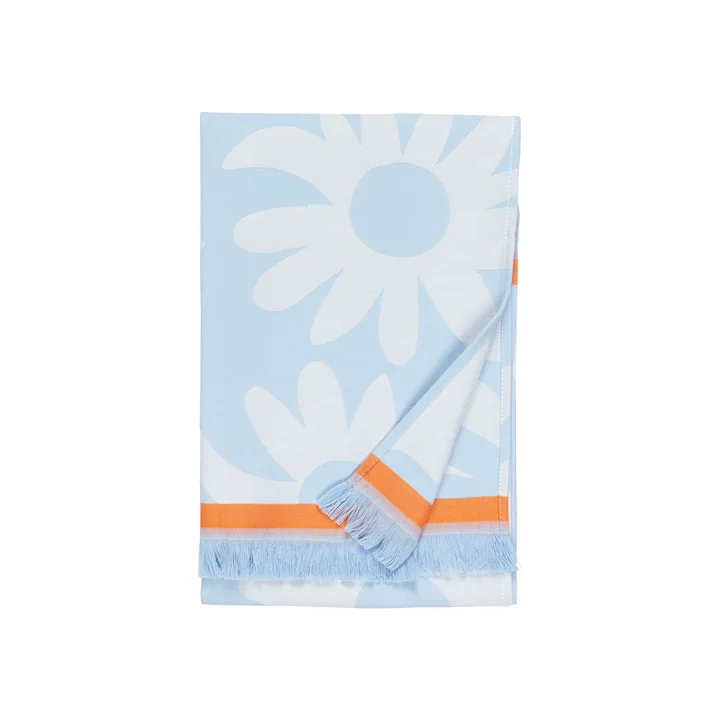 Marimekko - Rakastaa ei rakasta Hamam Handtuch, 45 x 92 cm, hellblau / off-white / orange