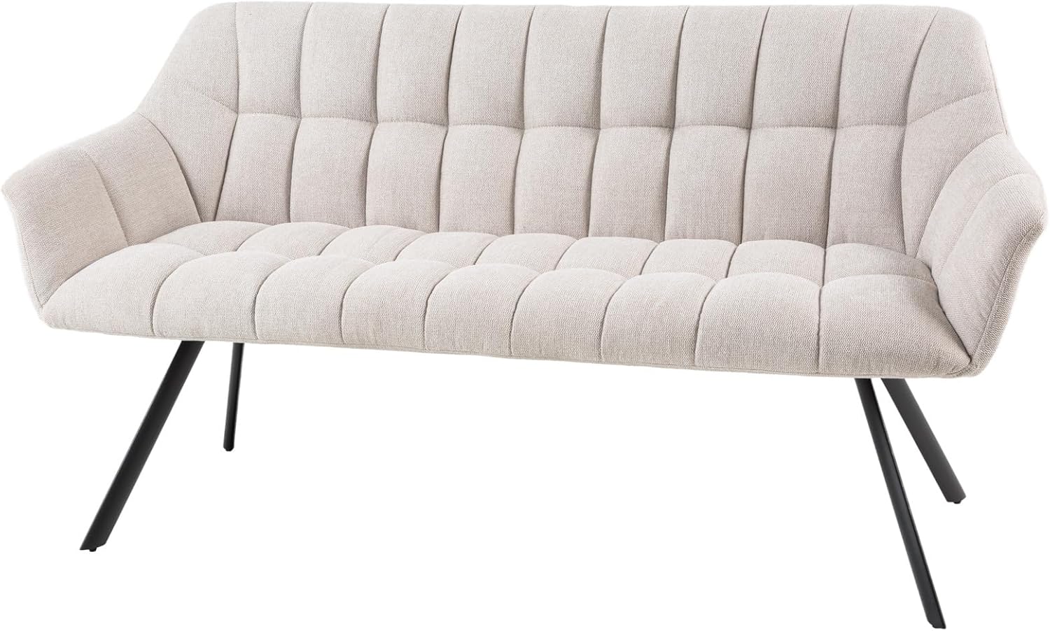 Riess Ambiente Esszimmer Sitzbank Papillon - 165cm - Champagner beige schwarz - Strukturstoff Metallgestell Rückenlehne Armlehnen Polsterbank Küchenbank