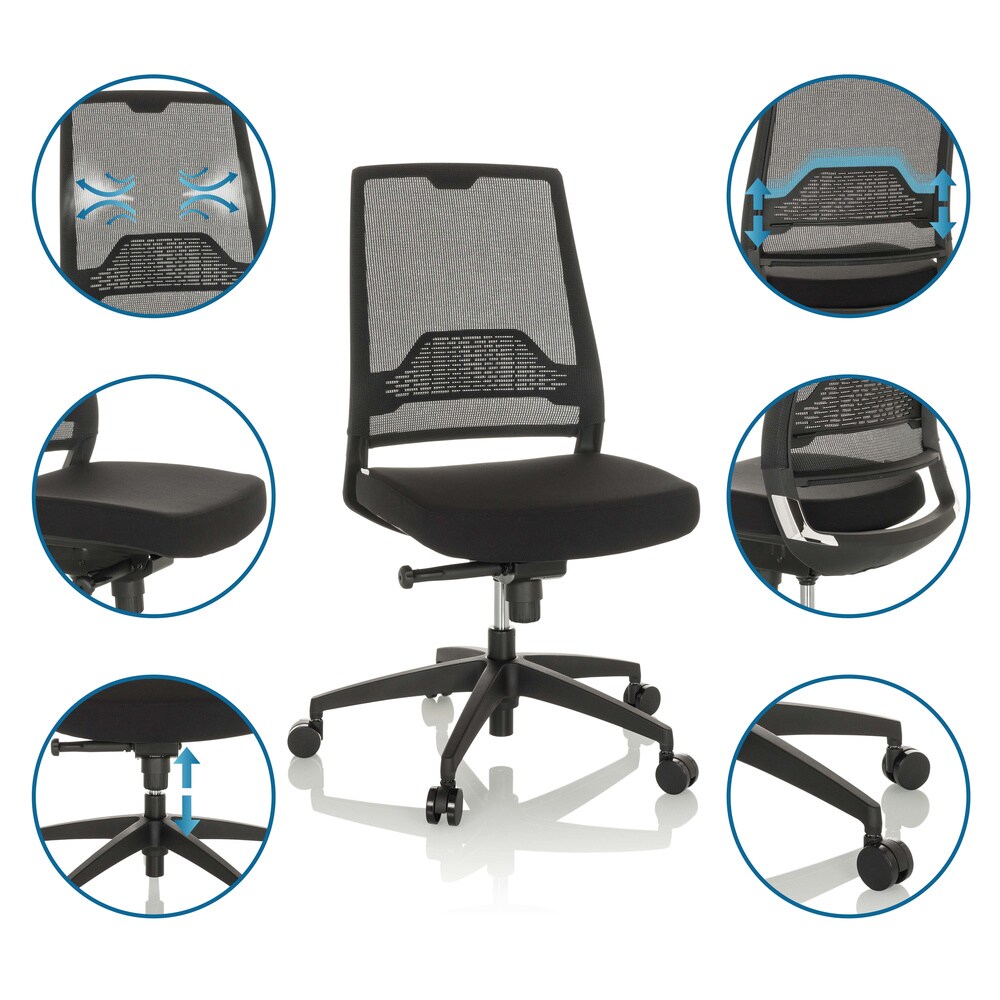 Profi Bürostuhl PORTO ECO I Stoff ohne Armlehnen hjh OFFICE