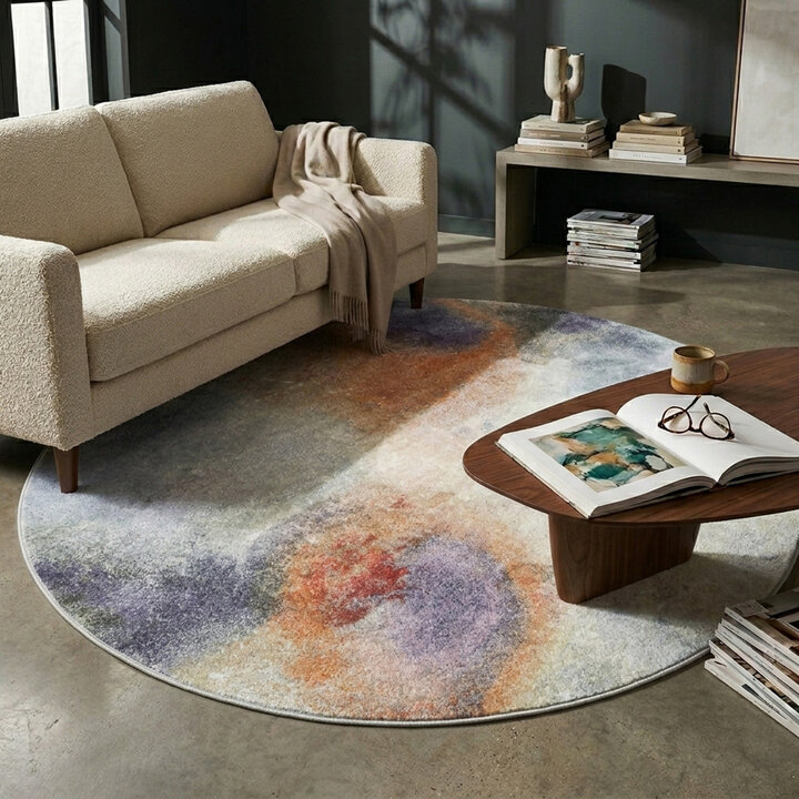 Rond design vloerkleed - Lunara Paars