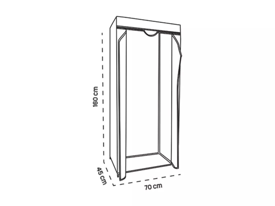 Armoire de rangement penderie dressing en toile coloris noir - Longueur 70 x profondeur 45 x Hauteur 160 cm.