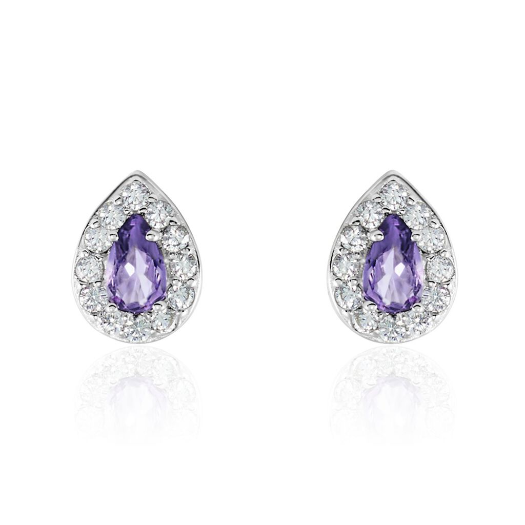 Boucles D'oreilles Puces Argent Blanc Tania Oxydes De Zirconium