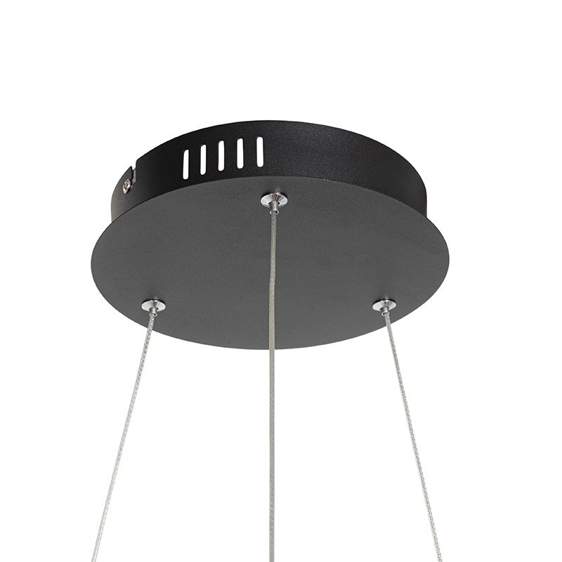 Hanglamp zwart incl. LED 3-staps dimbaar 3-lichts - Rondas