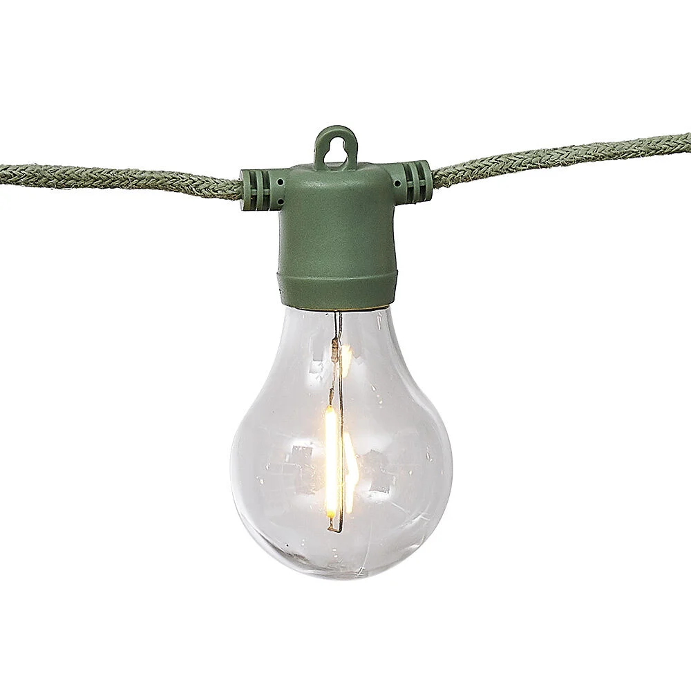Guirlande ampoule 10 LED blanc chaud corde verte 4,5 m