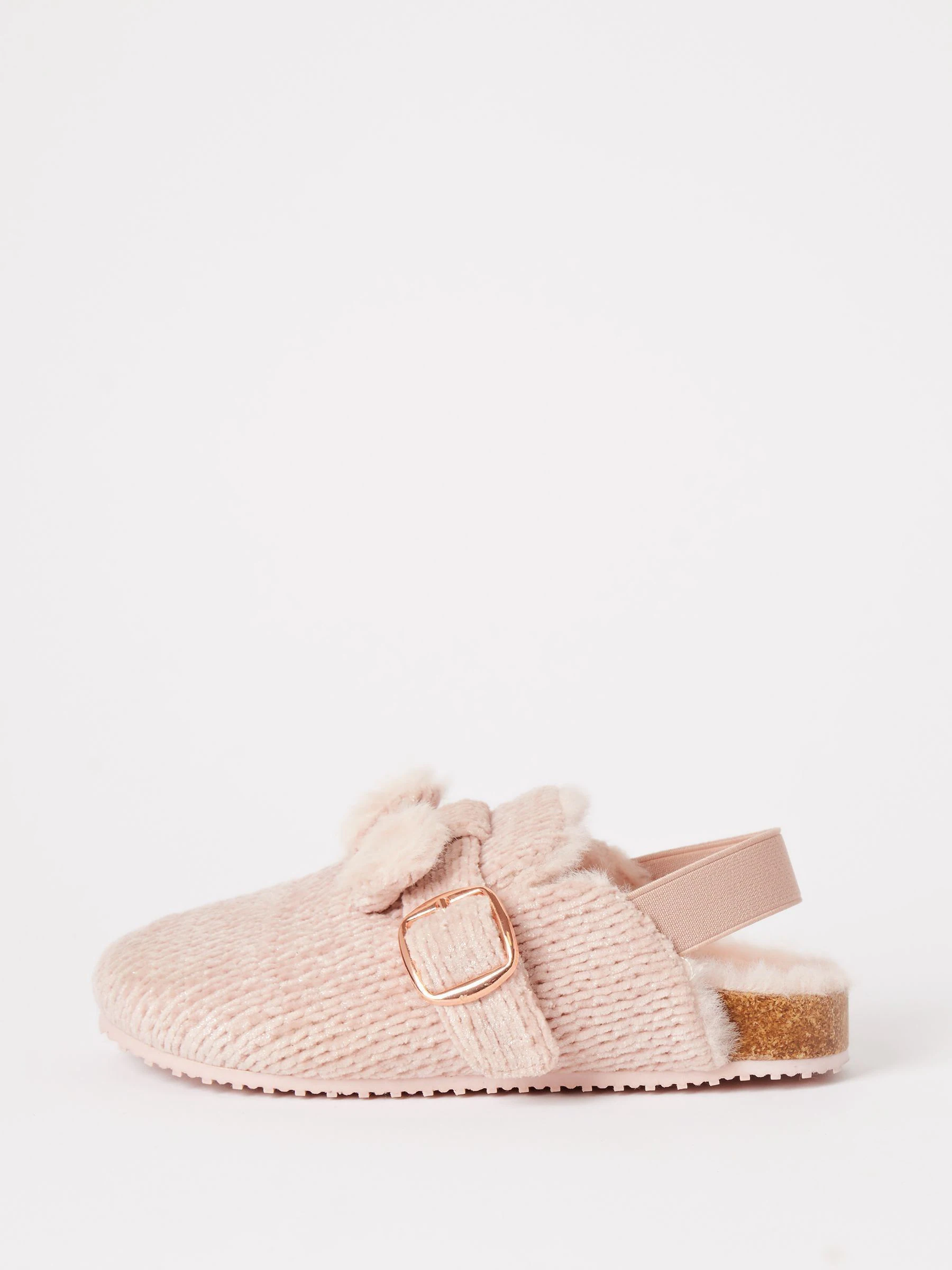 Lipsy slip on voetbed gesp met imitatiebont gevoerde nachtkleding klomppantoffels