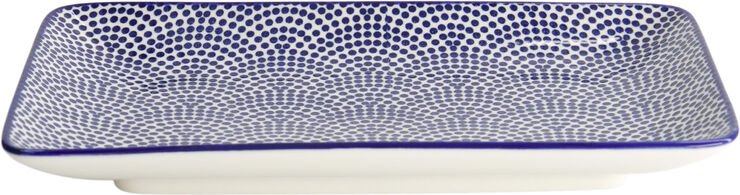 Tokyo Design Studio Nippon Blue Plate Rect 21x13. 5 Dot Blue/white
