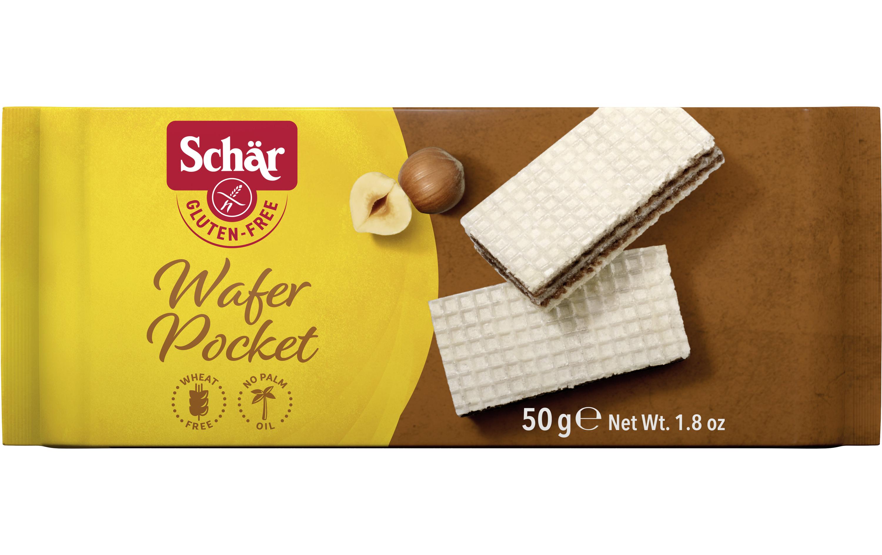 Wafer pocket Haselnuss glutenfrei 50 gHaselnusscreme-Waffeln