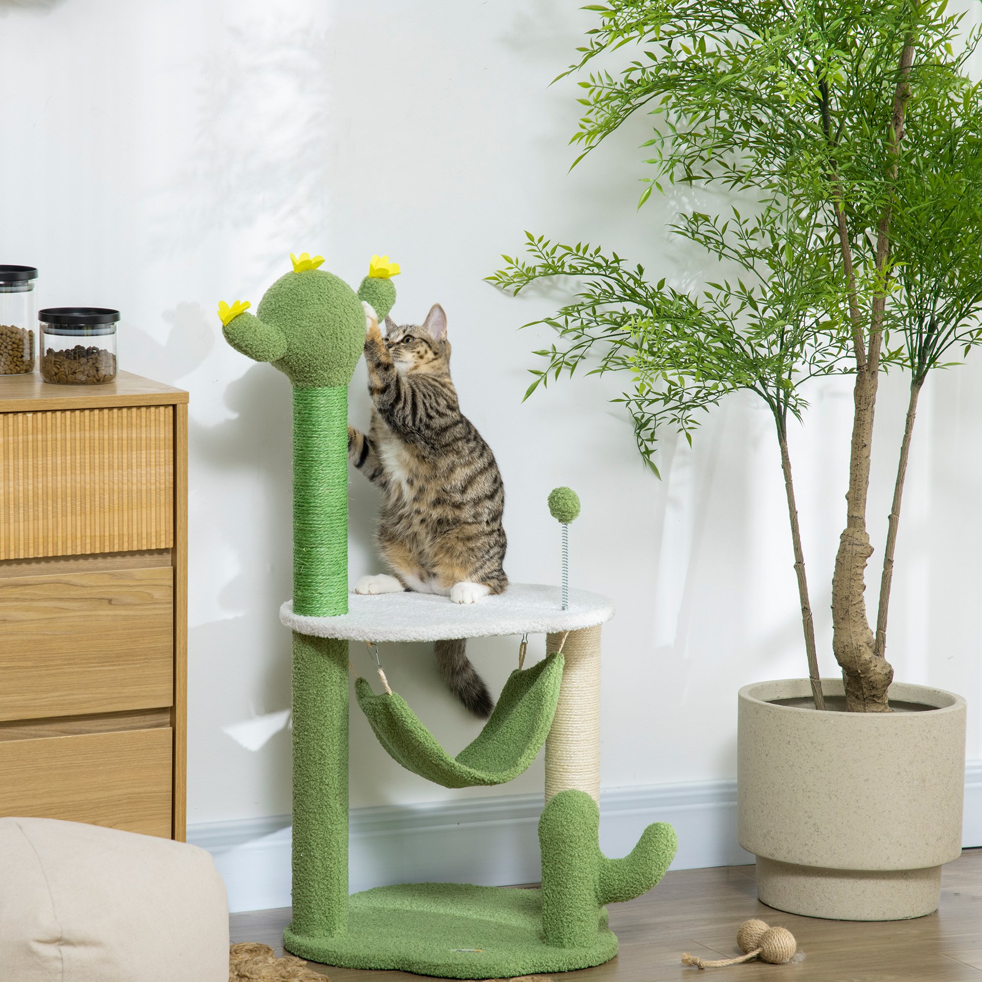 Árvore arranhadora para gatos em formato de cacto da PawHut