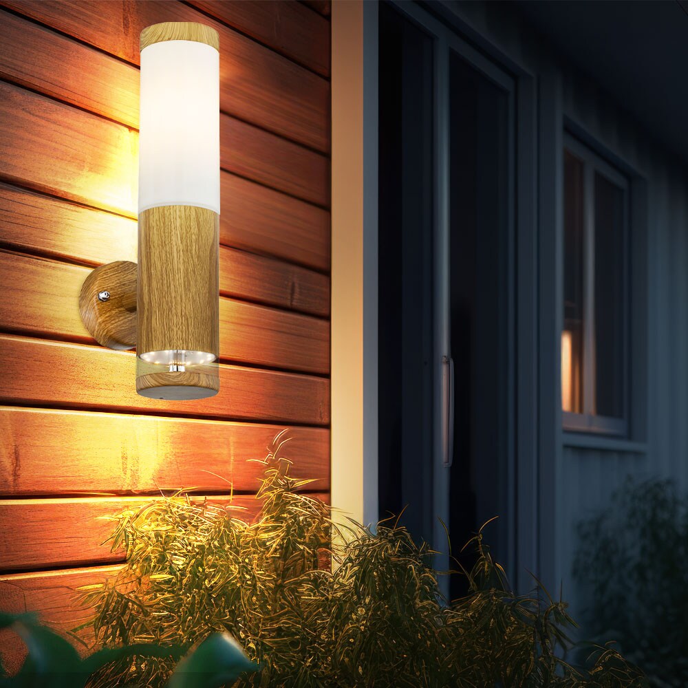 RGB LED Wandleuchte, Bewegungsmelder, Holz-Optik, H 35 cm
