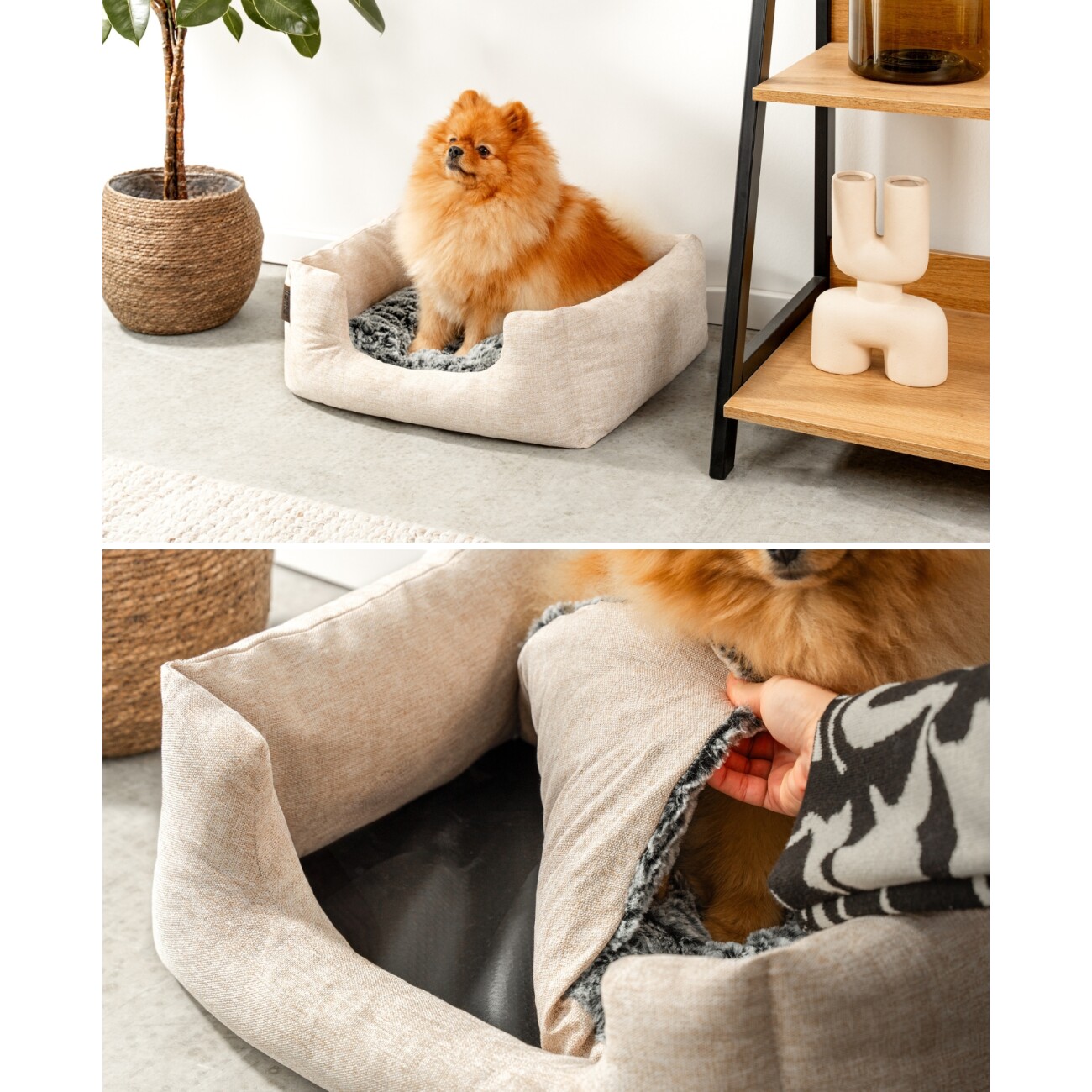 Lionto Hundebett mit Wendekissen meliert S