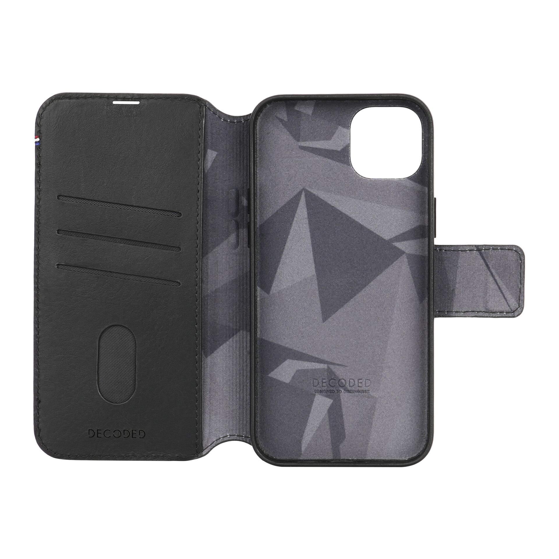 2in1 iPhone 15 MagSafe Echtleder Magnet Wallet Case Tasche Flip Cover (D24IPO15DW5BK) - Schwarz