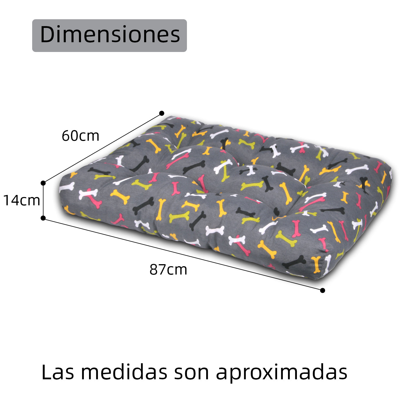 HOME MERCURY - Cama para animais de estimação, colchão para cães, tapete reversível estampado com enchimento de espuma para uso interno e externo (médio, ossos)