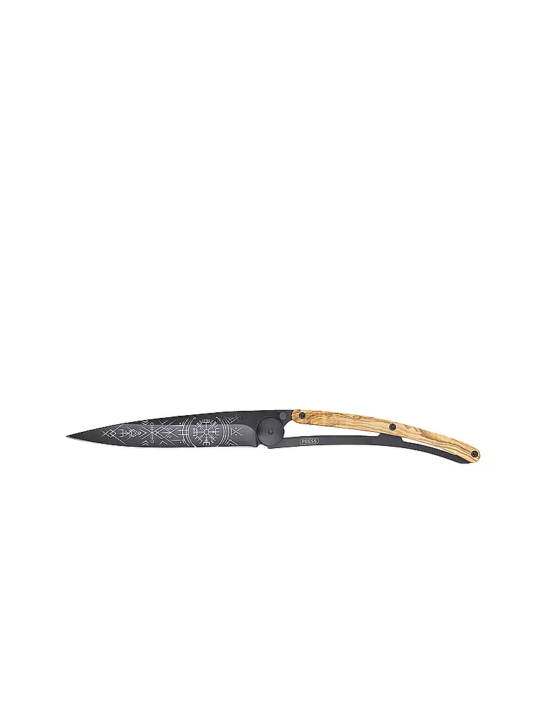 DEEJO Taschenmesser Olivenholz Schwarz WIKINGER VEGVISIR 37G schwarz