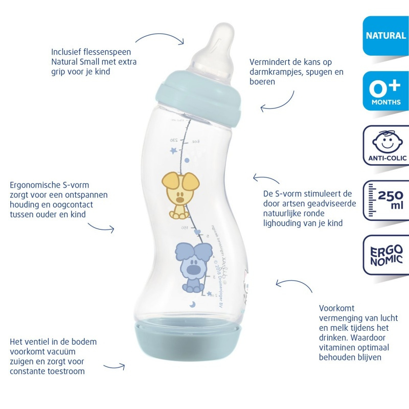 Difrax S-fles Woezel & Pip 250 ml 1 stuk