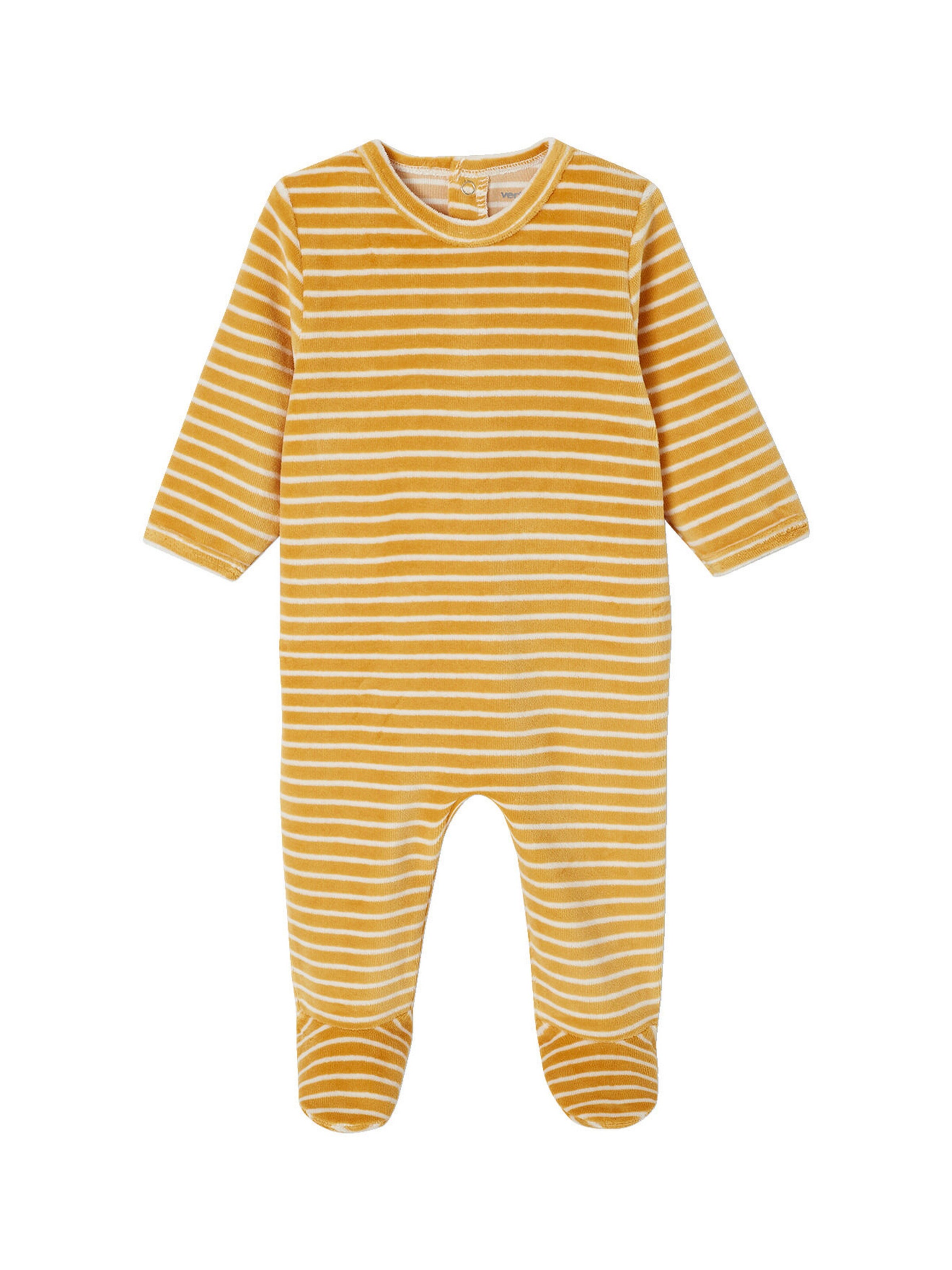 Vertbaudet 2er-Pack Baby Samt-Strampler mit Recycling-Polyester gelb