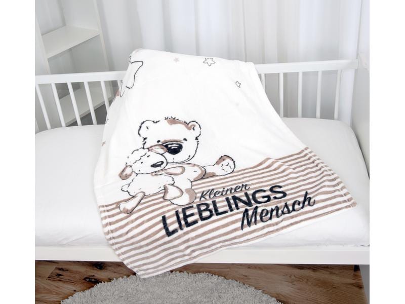 Herding Kuscheldecke Lieblingsmensch 75 x 100 cm Microfaser-Flauschdecke für Babys