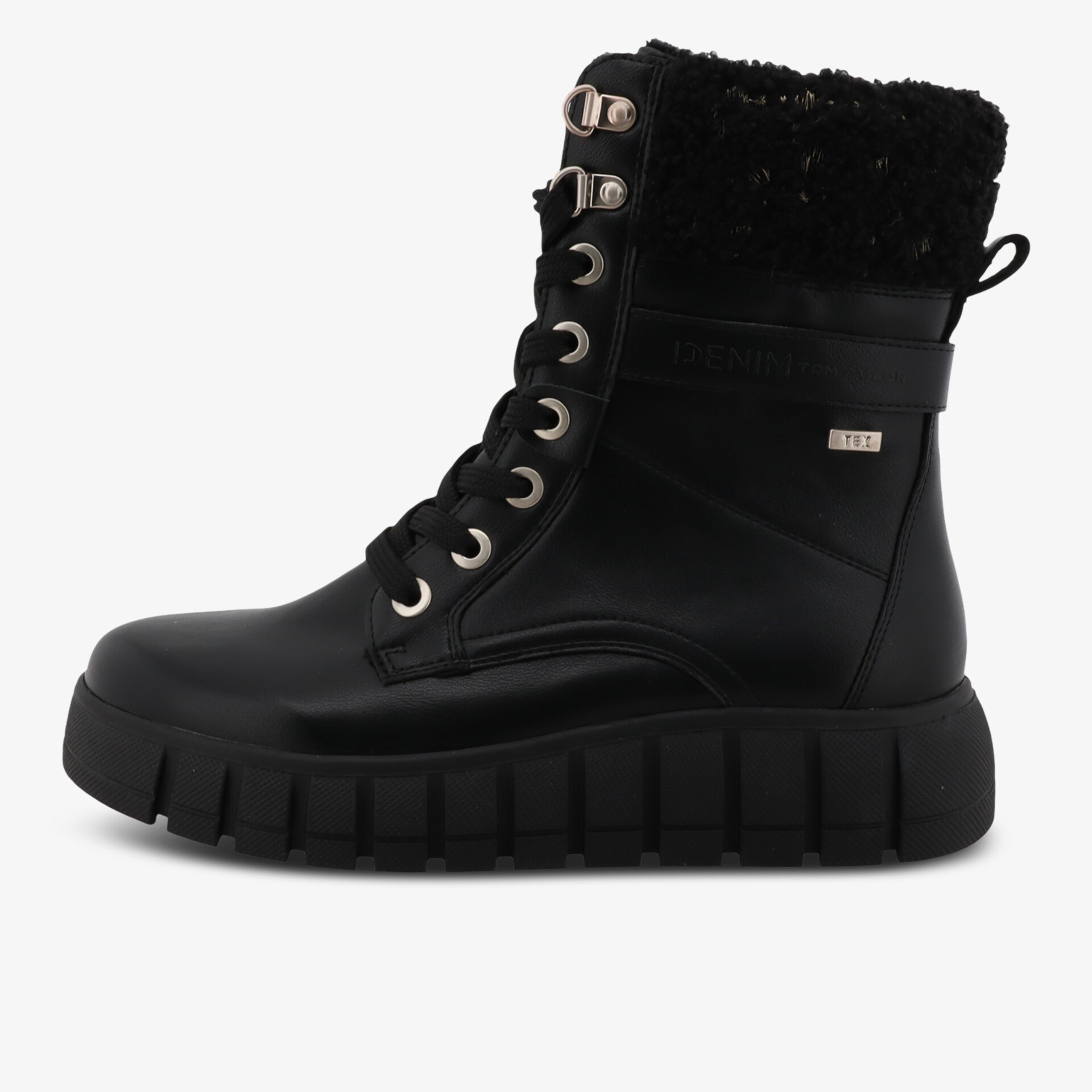 TOM TAILOR Damen Schnürstiefeletten schwarz