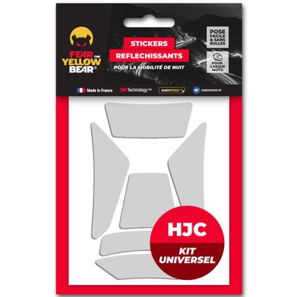 Stickers Réfléchissants Fear The Yellow Bear REPLICA HJC HELMETS KIT UNIVERSEL - Blanc