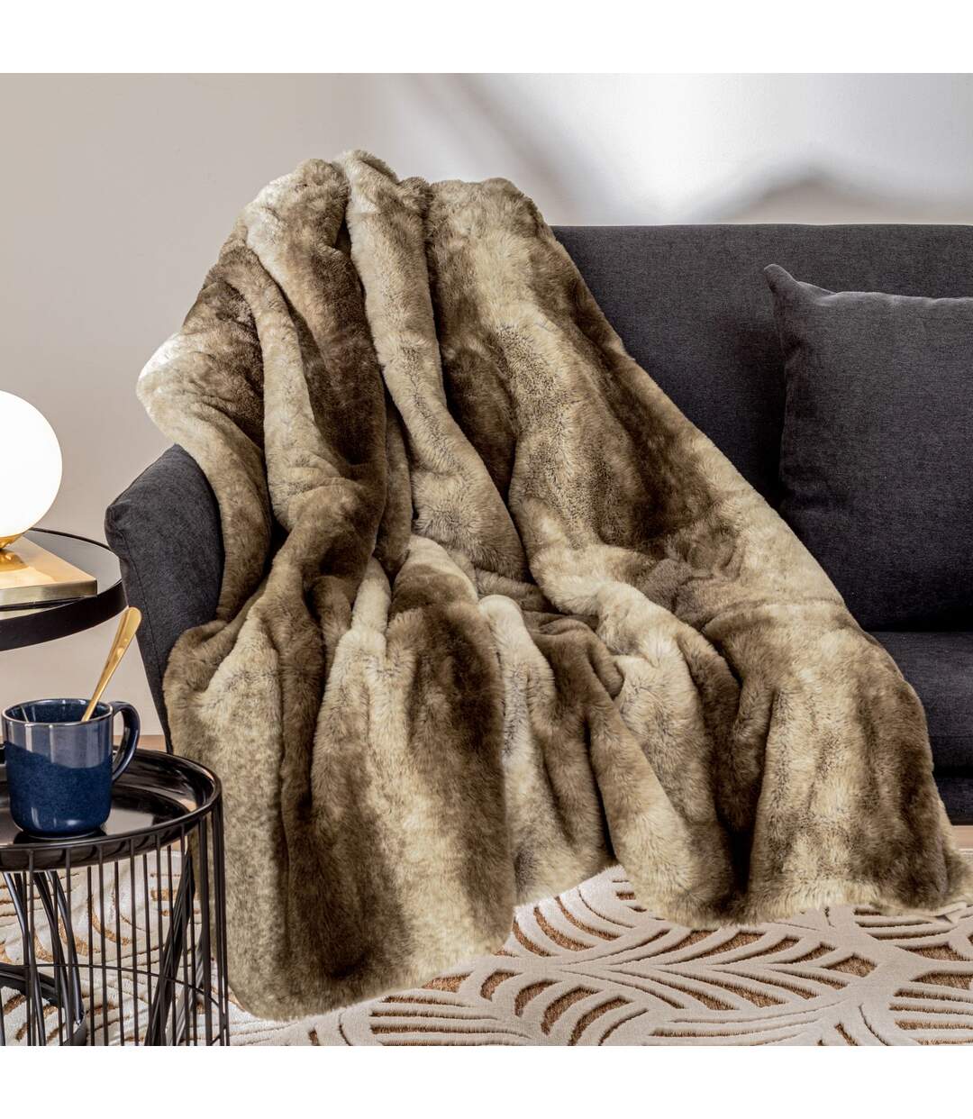 Plaid fausse fourrure collection Grizzly - 160 x 120 cm - Marron